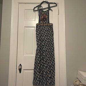 NWT Anthropologie black wide-leg embroidered jumpsuit